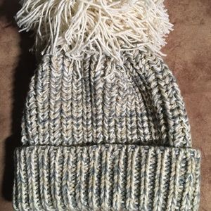 “DO EVERYTHING IN LOVE” RIBBED DESIGN NEW HAT WITH LARGE STRINGY POM POM…